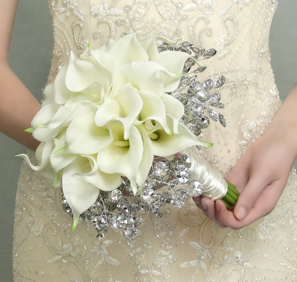 "White Calla Lilies Shimmer Bouquet"