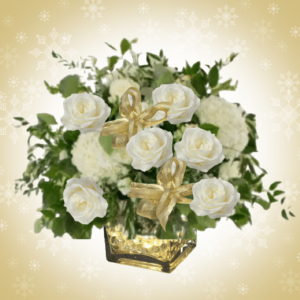 "Christmas Green and White Centerpiece"