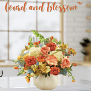 "gourd and blossoms bouquet for fall"