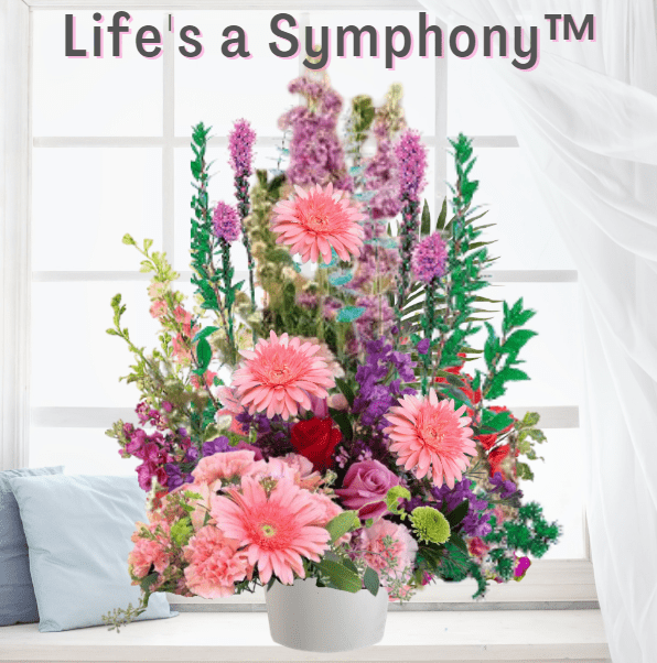 "Life's a Symphony Funeral Basket"